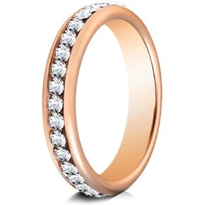 Truly Alpha Rose Gold Wedding Band for Women - Eternity Rose Gold Band | 4mm, Classic Tungsten Sandblasted Carbide Women Rings Rose Gold | Cubic Zirconia Rose Gold Band Ring | Womens Wedding Band
