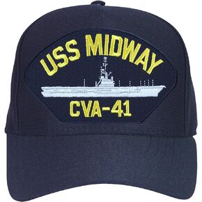 USS Midway CVA-41 Baseball Cap. Navy Blue. Made in USA