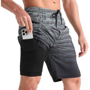 zeetoo Mens Swim Trunks with Compression Liner 9" Inseam Quick Dry Swim Shorts Board Shorts Bathing Suits