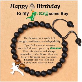 ORISPRE To My Son Bracelet Son Grandson Gifts from Mom Dad, 3 4 5 6 Year Old Boy Birthday Gift Ideas, Gifts for 3 4 5 6 Year Old Boys Dinosaur Gifts Bracelet