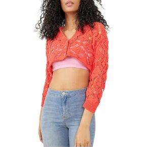 Free People Women’s Cotton Sedona Cardigan Sweater Top Guava Berry Small