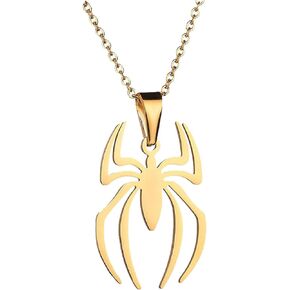Spider Pendant Necklace for Men Women Boys Girls Punk Vintage Spider Necklace Pendant Gothic Halloween Spider Crystal Pendant Necklace Spider Animal Necklace Stainless Steel Lightweight Spider-Man Charm Jewelry Halloween Party Costume Accessories Necklace