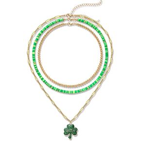 XOCARTIGE Rainbow Surfer Heishi Necklace for Women Stackable Ball Beaded Choker Necklace Layered Paperclip Link Chain Necklaces Summer Beach Jewelry Set