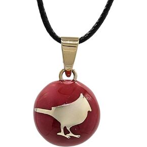 Red Cardinal Angel Caller Chime Necklace, Harmony Ball, Fairy Bell Jewelry, Handcrafted