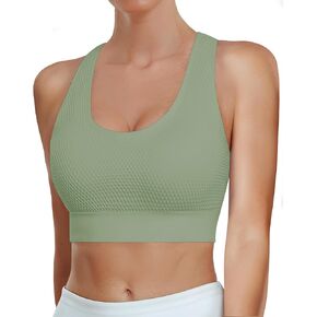 Sports Bra for Women Longline Padded Strappy Wireless V Neck Full Coverage Sports Bra for Workout