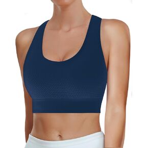 Sports Bra for Women Longline Padded Strappy Wireless V Neck Full Coverage Sports Bra for Workout