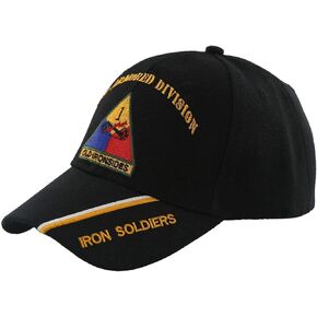 1st Armored Division Old Ironsides Baseball Style Embroidered HAT USA Army Cap Black