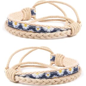 Pettsie Matching Friendship Bracelets, 2 Pack Set, Easy Adjustable, 100% Cotton (Blue)