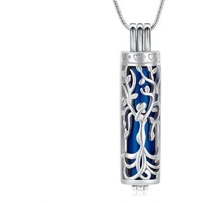 Flower Celtic Urn Necklace Cylinder Bar Heart Shaped Urn Necklace for Ashes Tree of Life Cremation Jewelry Necklace Memorial Jewelry for Ashes Pendant