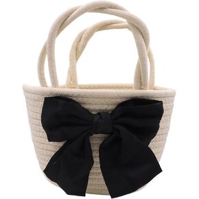 حقيبة على شكل فيونكة للنساء والفتيات حقيبة يد منسوجة على الشاطئ حقيبة صغيرة بمقبض من القش in Kuwait