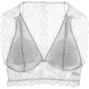 SilRiver Women's Silk Cami Crop Top Lace Vest Bralette Bra Tank Top with Removable Pads