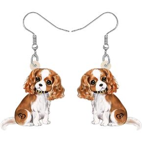 Acrylic Cute Cavalier King Charles Spaniel Dog Earrings Dangle Drop Anime Puppy Pets Jewelry Gifts for Women Girls Kids Charms
