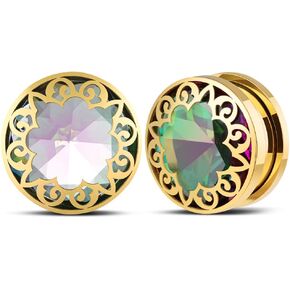 2PCS Surgical Steel 316L Gold Screw Fit Tunnels Elegant Ear Expander Stretcher Women Body Piercing Jewelry 8mm-25mm