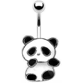 Amelia Fashion 14GA Enamel Colored Panda Bear Dangle Belly Button/Navel Ring 316L Surgical Steel