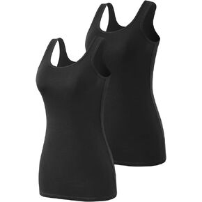 Air Curvey Womens Basics Tank Tops Cotton Sleeveless Tanks Layering Undershirt 2-3 Pack