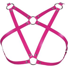 Women's Leather Harness Punk Fashion Bra Gothic Carnival Bra Christmas Halloween Bra Dance Costume