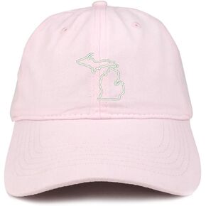 Trendy Apparel Shop Michigan State Outline State Embroidered Cotton Dad Hat