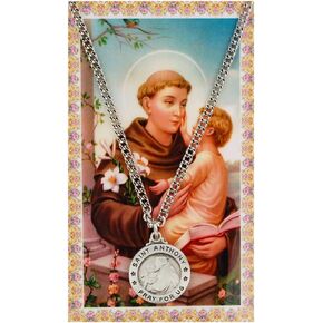 St Anthony Prayer Card With Medal Patron Saint Catholic Christian Pendant Charm