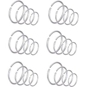24Pcs 18G 20G 22G Stainless Steel Nose Ring Hoop Cartilage Earrings Septum Ear Traguse Lip Ring Body Piercing Jewelry 6-12mm Slive Stone