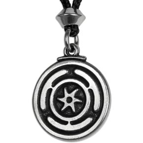 Pewter Wheel of Hecate Goddess Symbol Pendant Necklace