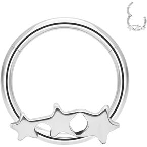 G23 Titanium Septum Rings Hypoallergenic Nose Rings Cubic Zirconia Cartilage Helix Earrings Hinged Segment Seamless Clicker Nose Rings Daith Piercing Jewelry