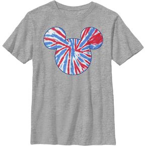 Disney Characters Tie Dye Americana Boy's Heather Crew Tee
