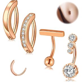 14G الفرس البطن زر الدائري 316L الفولاذ المقاوم للصدأ حلقات البطن حلقات السرة تشيكوسلوفاكيا البطن زر الدائري عكس منحني السرة ثقب البطن زر البطن ثقب المجوهرات للنساء in Kuwait