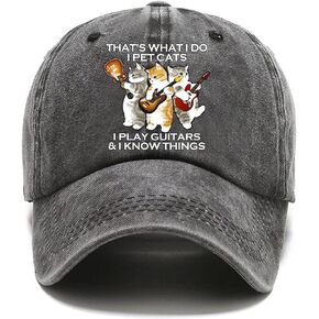 Pishovi That's What I Do I Pet Cats Funny Distressed Washed Black Baseball Cap, Vintage Adjustable Cotton Cap, Birthday for Mom Grandma Cat Lover