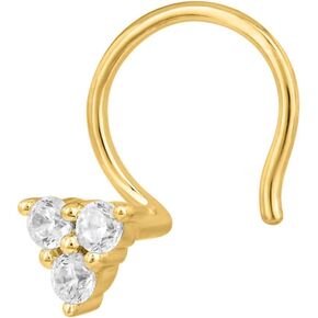 FINEROCK 0.07 Carat 3-Stone Diamond Nose Pin Stud in 14K Gold