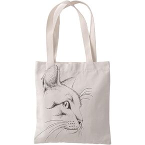 Women Canvas Cat Tote Bag Cat Print Bag Cat Graphic Shoulder Bag Hobo Crossbody Handbag Casual