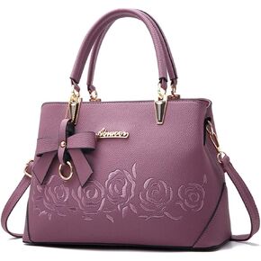 Downupdown Top Handle Bag Women Handbags Faux Leather Satchel Flower Embroidery Purse Medium Tote Bags Crossbody Shoulder Bag