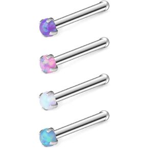 Ruifan 22G 316L Surgical Steel 1.5mm 2mm 2.5mm 3mm Opal Nose Bone Rings Studs Ring Body Piercing Jewelry 1-4PCS