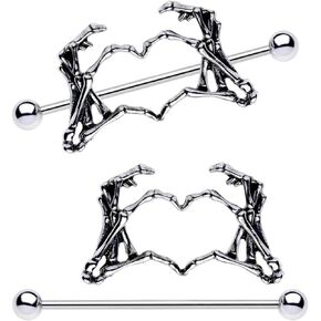 Skeleton Hand Heart Nipple Rings Barbell 14G Surgical Steel Skeleton Heart Dangle Nipple Ring 38mm Nipple Shield Nipplerings Piercing Women Jewelry