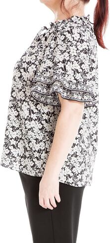Max Studio Women's Plus Size Elbow Sleeve Ruffle Blouse in Saudi Arabia