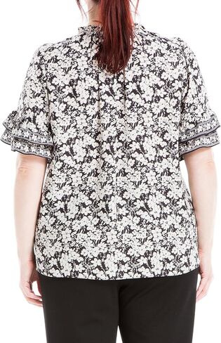 Max Studio Women's Plus Size Elbow Sleeve Ruffle Blouse in Saudi Arabia