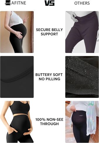 سراويل اليوغا النسائية من AFITNE للحمل فوق البطن مع جيوب، سراويل ضيقة ناعمة قابلة للتمدد للتمرين in Kuwait