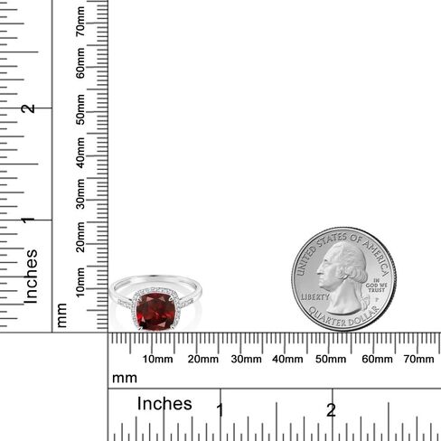 Gem Stone King 10K White Gold Ring Red Garnet and Accent Diamond Women's Engagement Ring 2.74 Ctw Cushion Cut (Available 5,6,7,8,9) in Saudi Arabia