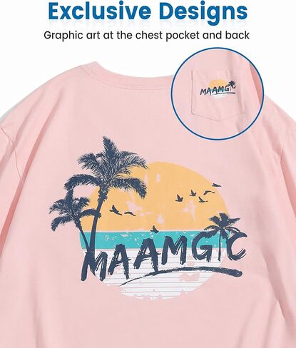 maamgic Mens Graphic T-Shirts Soft Cooling Touch Tees with Pocket in Kuwait