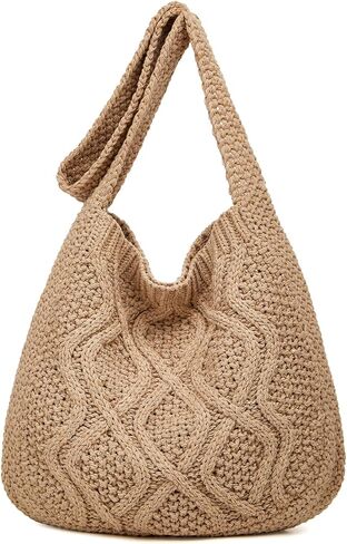 حقائب يد نسائية جمالية منسوجة يدويًا حقيبة يد كتف محفظة حقيبة هوبو حقيبة تسوق كتف كبيرة للسفر in Kuwait