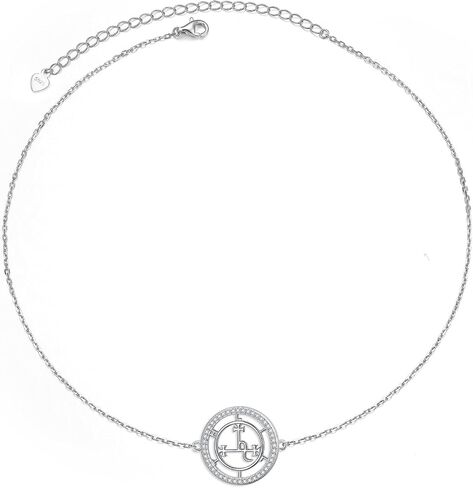 Ladytree Sigil of Lilith Choker S925 فضة Sigil of Lilith المختنق قلادة هدايا للنساء سلسلة رولو 13 + 3 بوصة in Kuwait