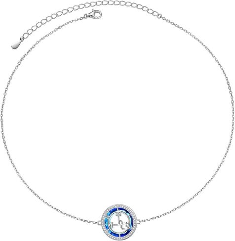 Ladytree Sigil of Lilith Choker S925 فضة Sigil of Lilith المختنق قلادة هدايا للنساء سلسلة رولو 13 + 3 بوصة in Kuwait