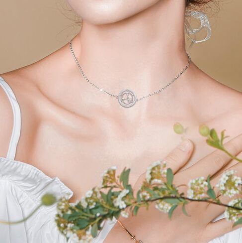 Ladytree Sigil of Lilith Choker S925 فضة Sigil of Lilith المختنق قلادة هدايا للنساء سلسلة رولو 13 + 3 بوصة in Kuwait