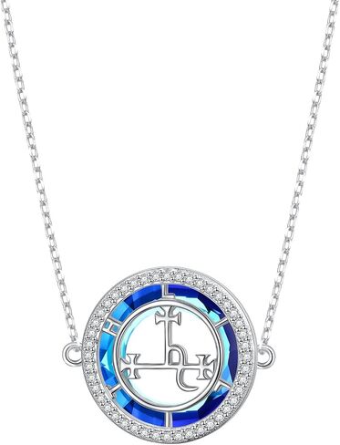 Ladytree Sigil of Lilith Choker S925 فضة Sigil of Lilith المختنق قلادة هدايا للنساء سلسلة رولو 13 + 3 بوصة in Kuwait
