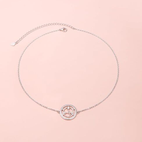 Ladytree Sigil of Lilith Choker S925 فضة Sigil of Lilith المختنق قلادة هدايا للنساء سلسلة رولو 13 + 3 بوصة in Kuwait