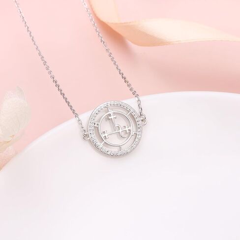 Ladytree Sigil of Lilith Choker S925 فضة Sigil of Lilith المختنق قلادة هدايا للنساء سلسلة رولو 13 + 3 بوصة in Kuwait