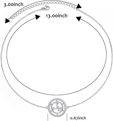 Ladytree Sigil of Lilith Choker S925 فضة Sigil of Lilith المختنق قلادة هدايا للنساء سلسلة رولو 13 + 3 بوصة in Kuwait