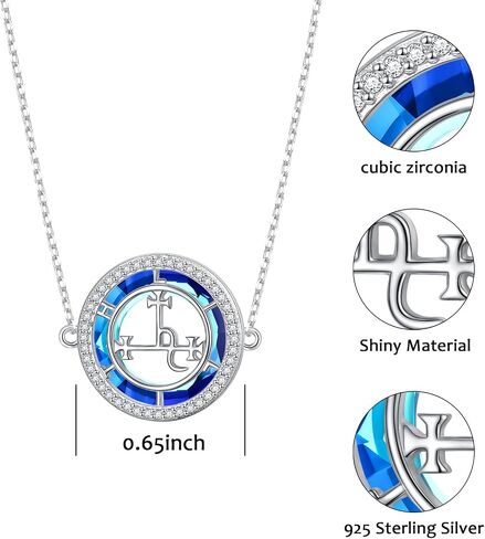 Ladytree Sigil of Lilith Choker S925 فضة Sigil of Lilith المختنق قلادة هدايا للنساء سلسلة رولو 13 + 3 بوصة in Kuwait