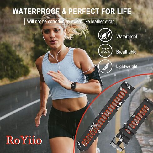 سوار ساعة RoYiio من السيليكون لعرض العروة 20 ملم/22 ملم، تحرير سريع، حزام بديل رياضي ناعم مريح للرجال والنساء in Kuwait