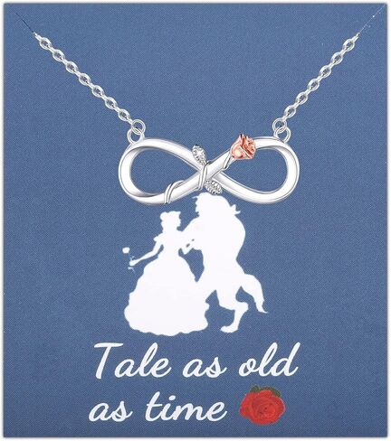 SEIRAA Tale as Old as Time Jewelry Belle's Rose Flower Pendant Necklace Belle and Beast Fairytale Gifts in Kuwait
