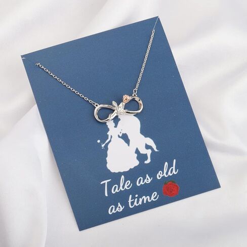 SEIRAA Tale as Old as Time Jewelry Belle's Rose Flower Pendant Necklace Belle and Beast Fairytale Gifts in Kuwait